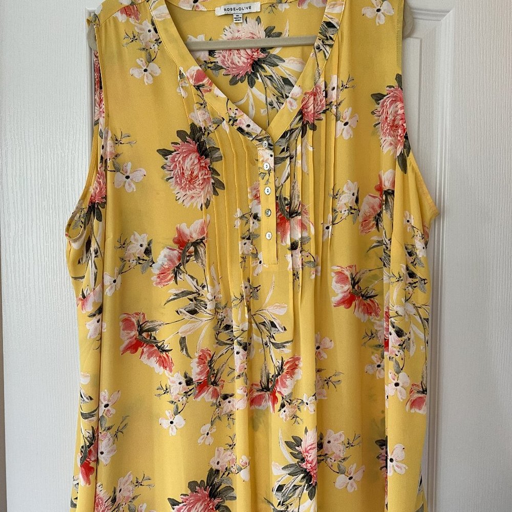 Rose & Olive - 3xl Yellow Print Top